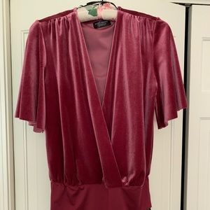 ZARA MAGENTA VELVET BODYSUIT